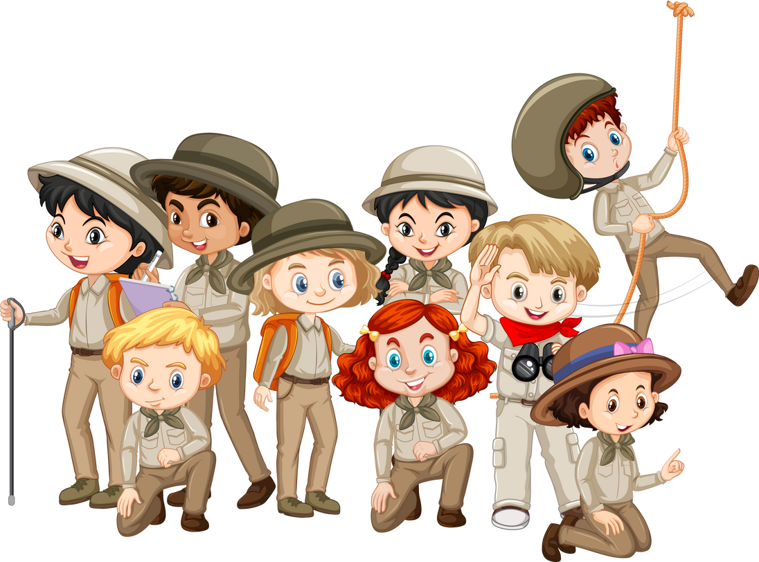 Boys and girls in scout uniform